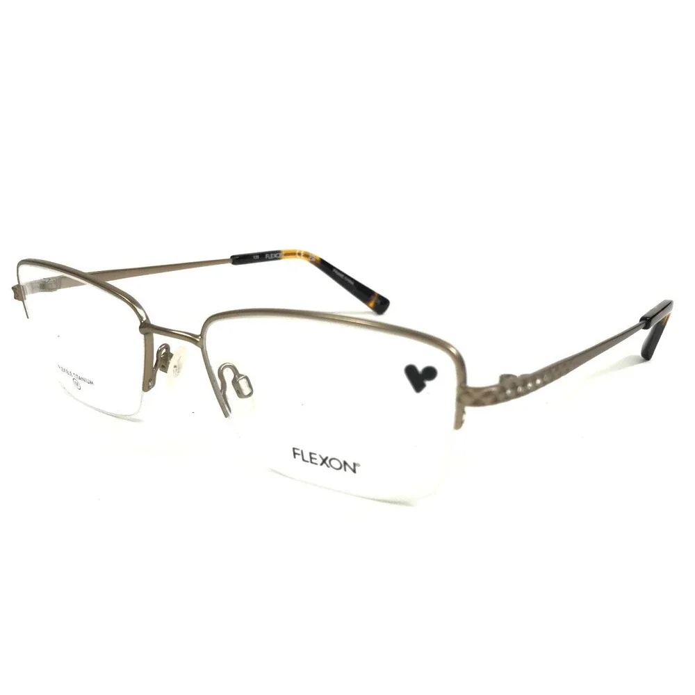 Flexon Eyeglasses Frames W3043 272 Satin Taupe Gold Half Rim Titanium 54-18-135